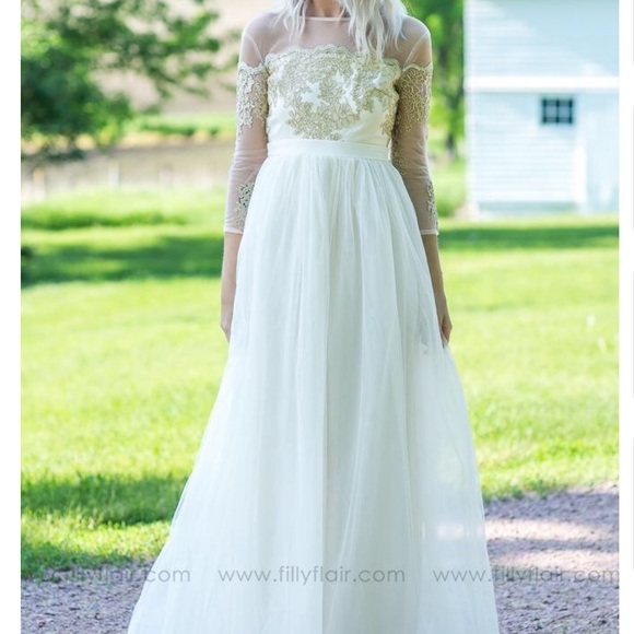 gold tulle maxi skirt